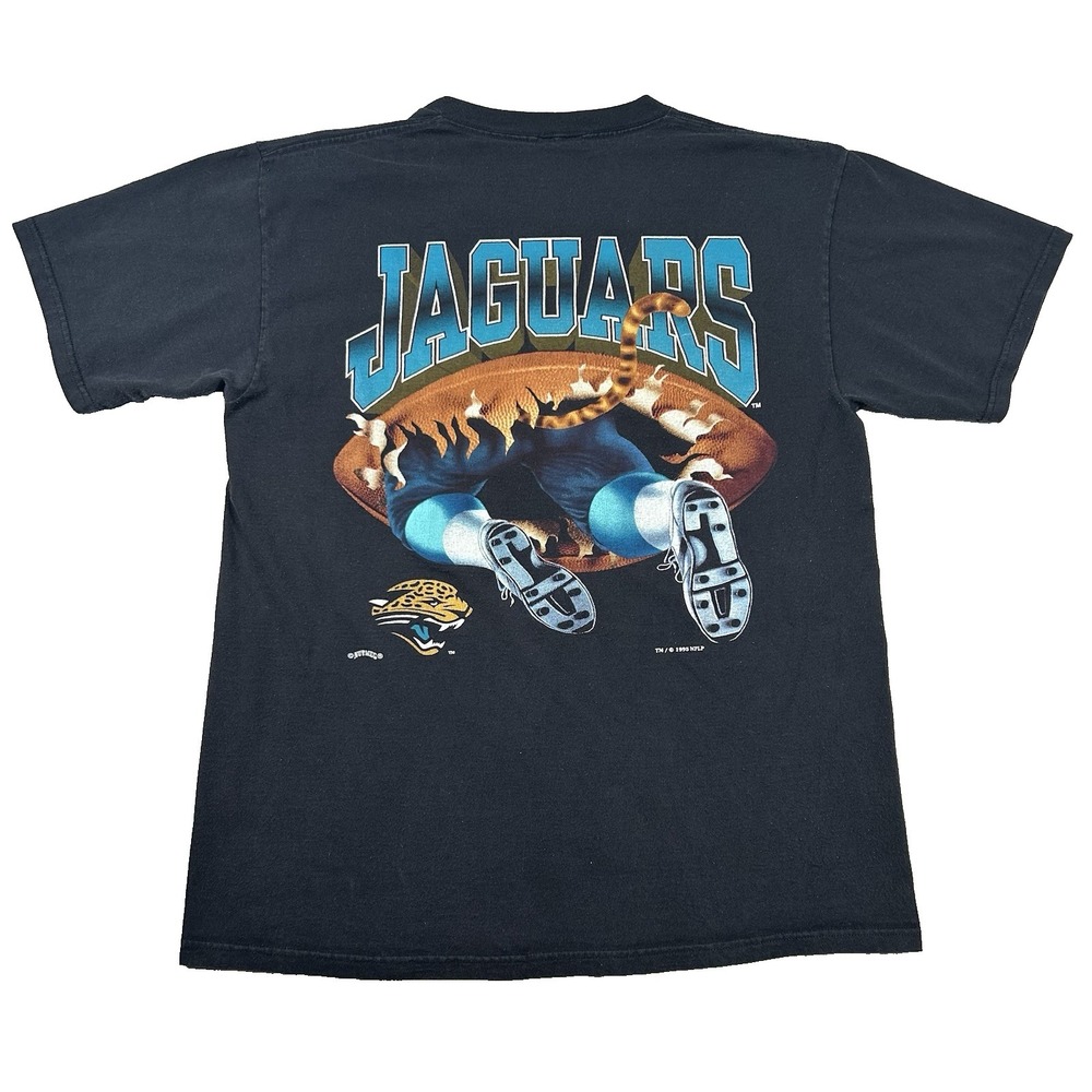 Vintage Nutmeg Jaguars Shirt Mens XL NFL Football 90s Double Sided Graphic Rare - Picture 2 of 9